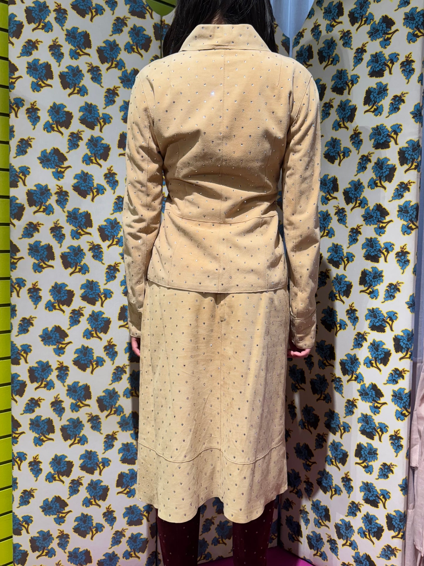 Dolce & Gabbana F/W 2000 Suede Swarovski Skirt Suit