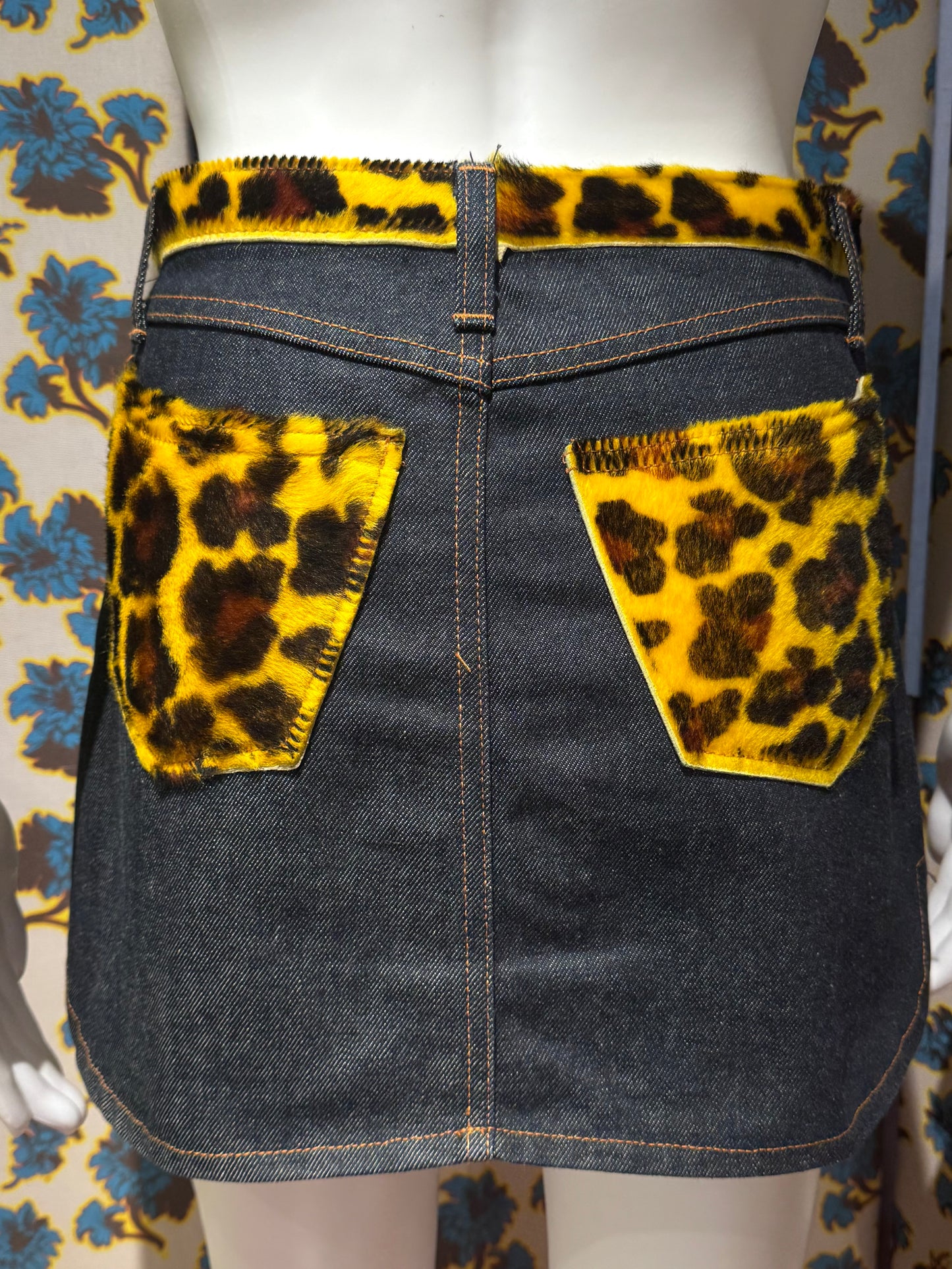 D&G Ponyhair Denim Mini Skirt