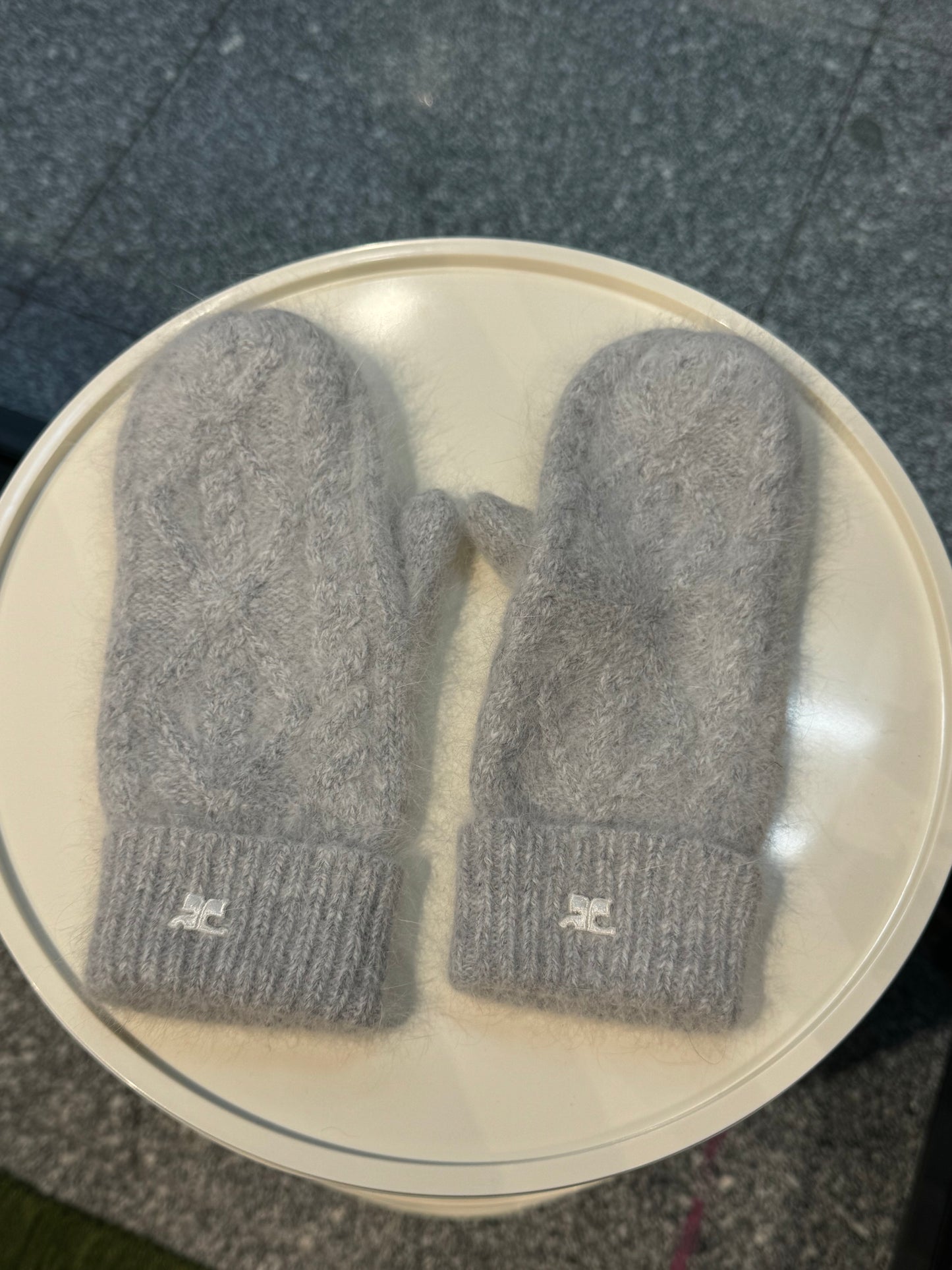 Courrèges Grey Angora Mittens