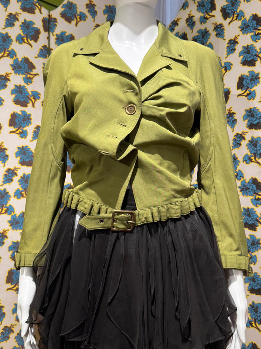 John Galliano Green Asymmetrical Jacket