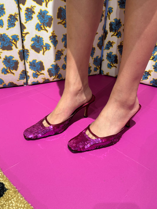 Fendi Purple Sequin Mules