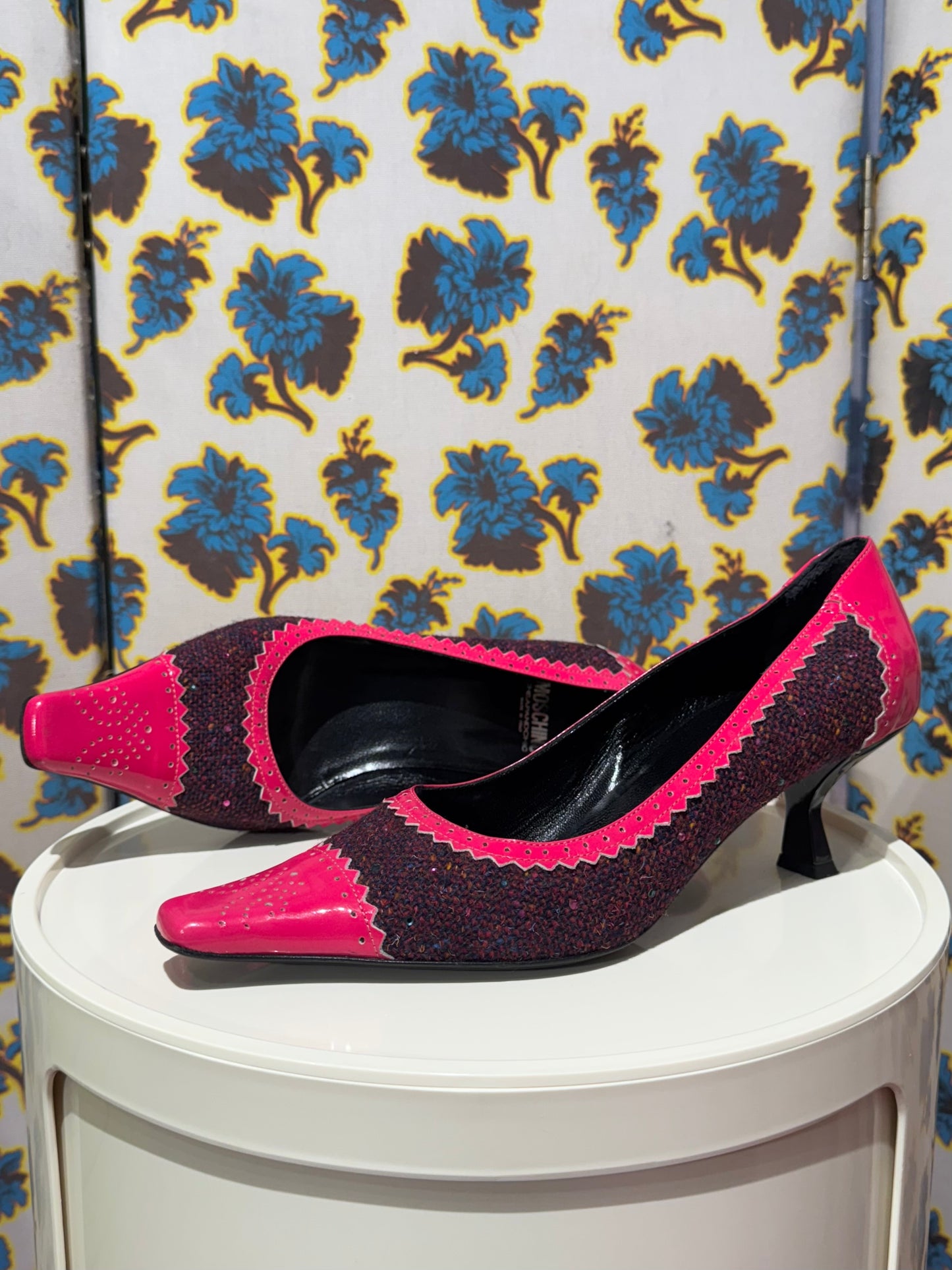 Moschino Cheap & Chic Pink Tweed Kitten Heels
