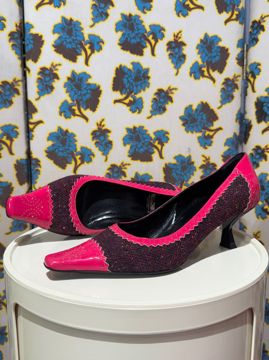 Moschino Cheap & Chic Pink Tweed Kitten Heels