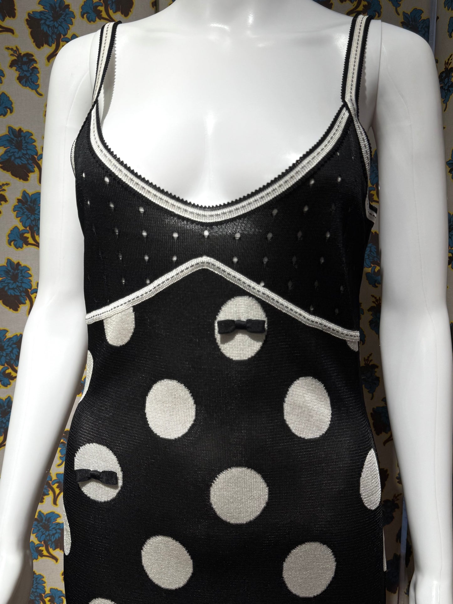 John Galliano 2003 Black and White Polka Dot Dress