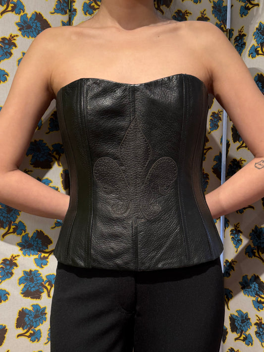 Voyage Leather Fleur de Lis Corset