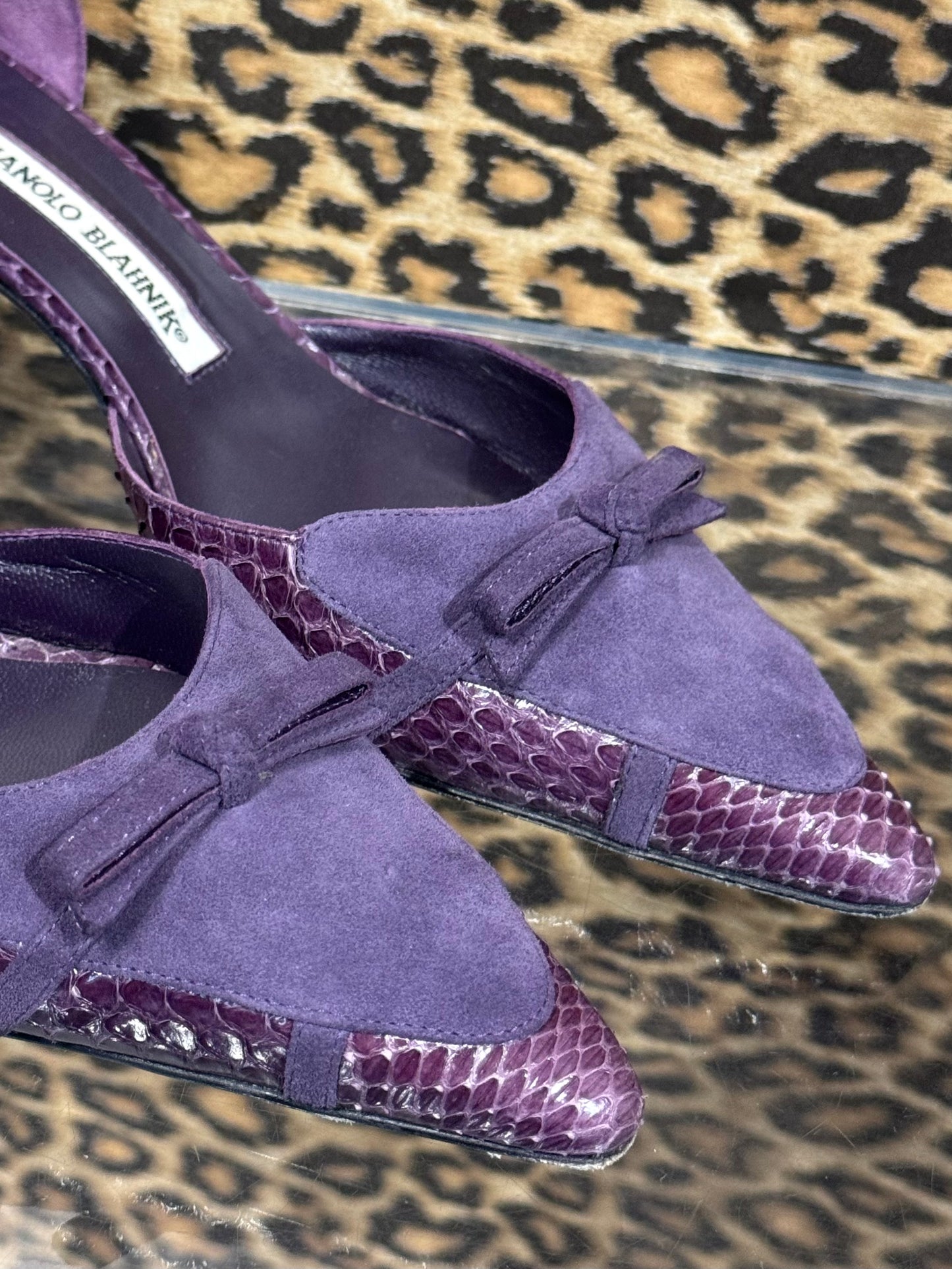 Manolo Blahnik Purple Python Pumps 37