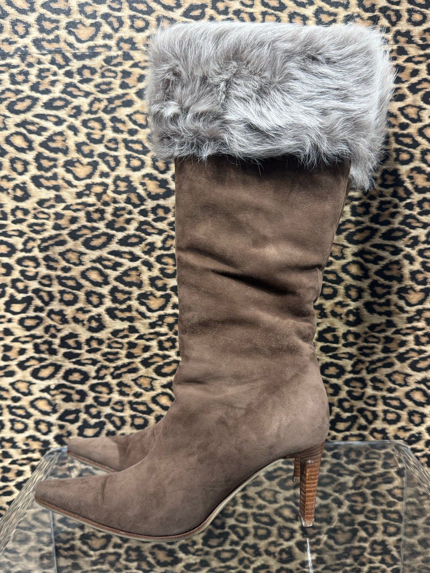 Bruno Magli Suede and Goat Fur Boots 37