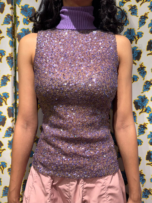 Dolce & Gabbana F/W 2000 Purple Sequin Turtleneck