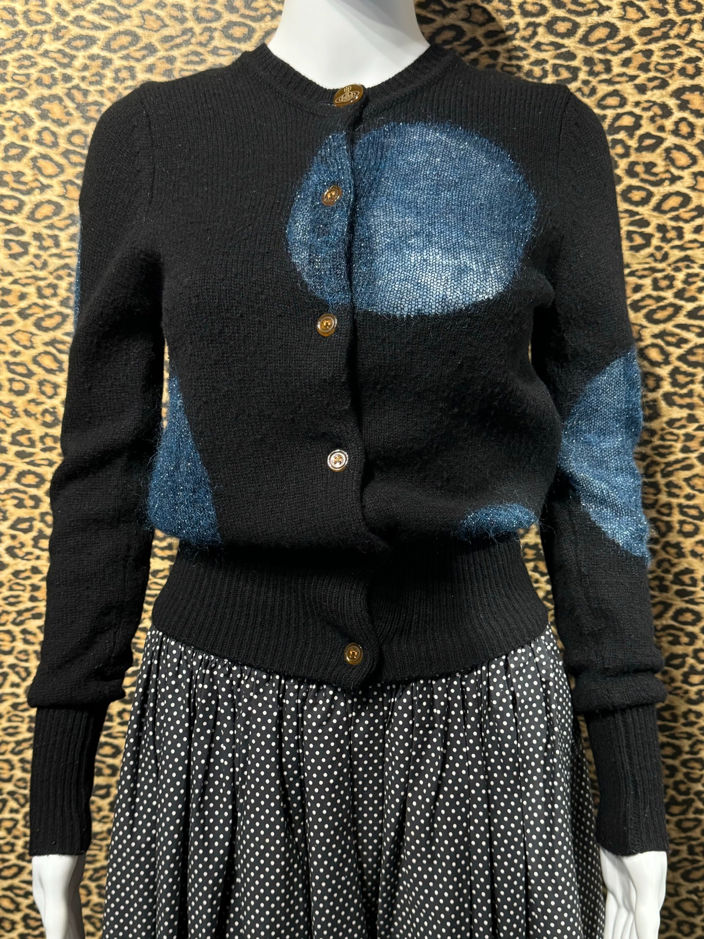 Vivienne Westwood Black & Blue Polka Dot Cardigan