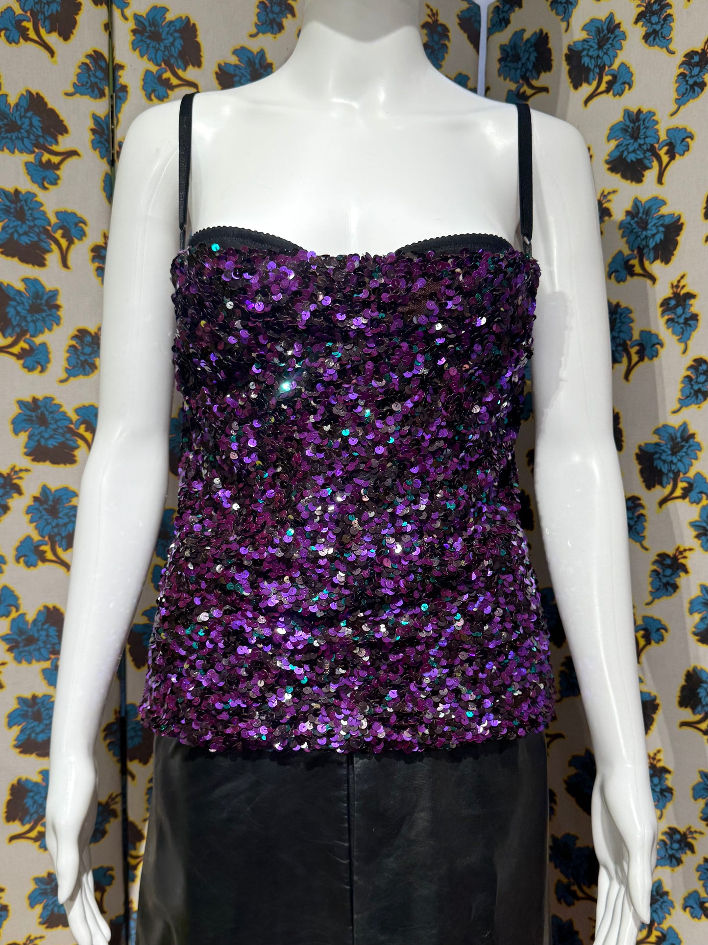 Dolce & Gabbana F/W 2000 Purple Sequin Bustier Top