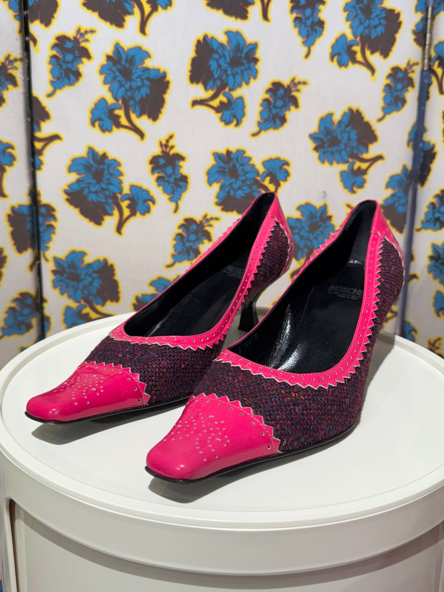 Moschino Cheap & Chic Pink Tweed Kitten Heels