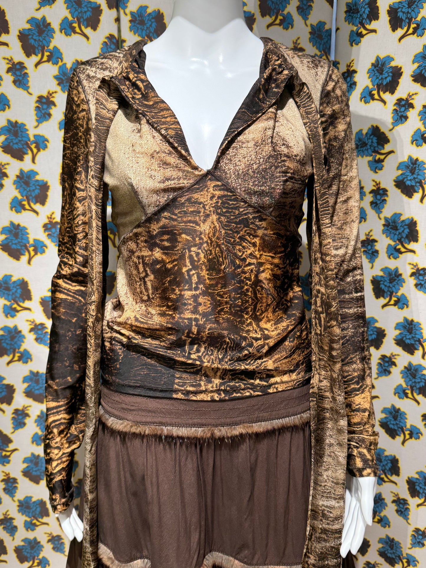 Roberto Cavalli F/W 2002 Brown Neck Tie Top