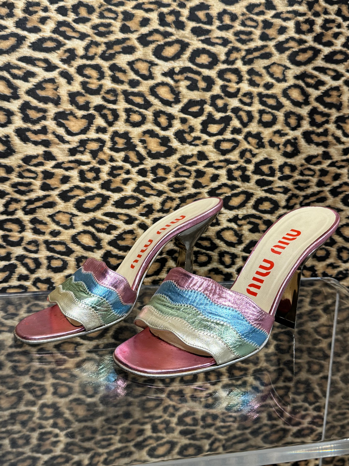 Miu Miu S/S 1998 Metallic Mules 36.5