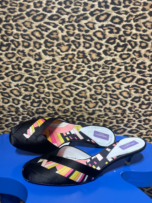 Emilio Pucci Satin Mules 38.5