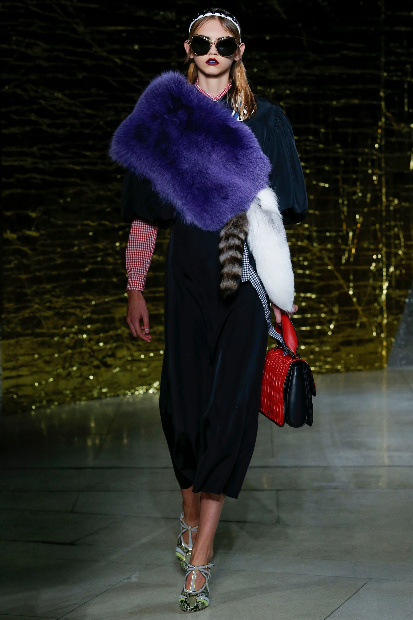 Miu Miu S/S 2016 Purple Fox Stole