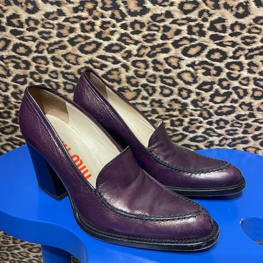 Miu Miu Purple Heeled Loafers 36.5