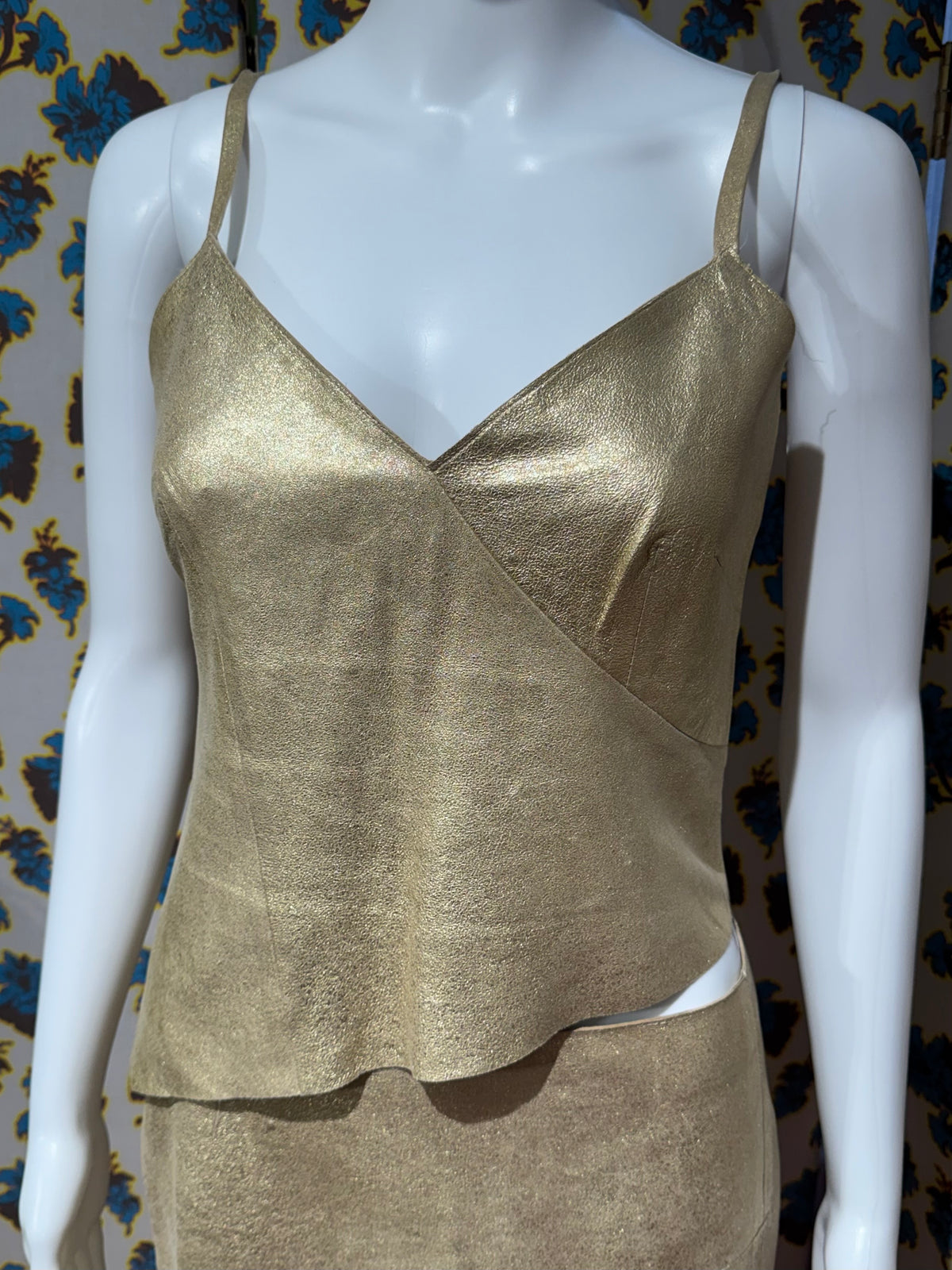 Lolita Lempicka S/S 2001 Gold Leather Skirt Set