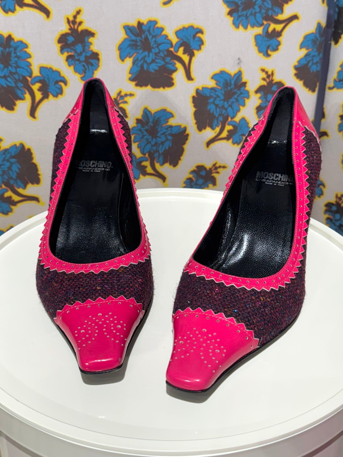 Moschino Cheap & Chic Pink Tweed Kitten Heels