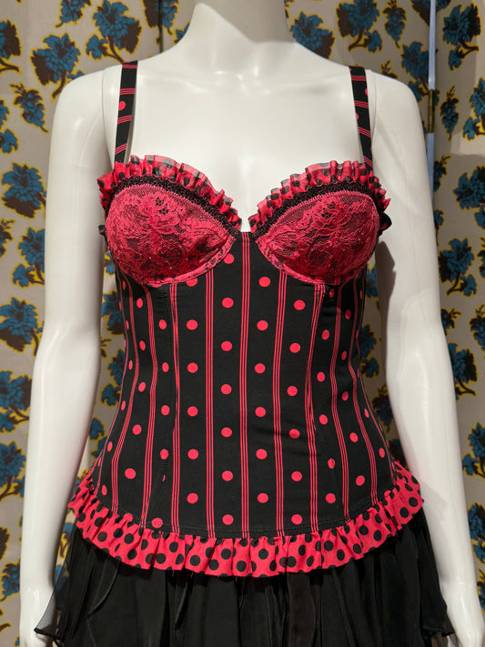 Chantal Thomass Black and Red Polka Dot Corset