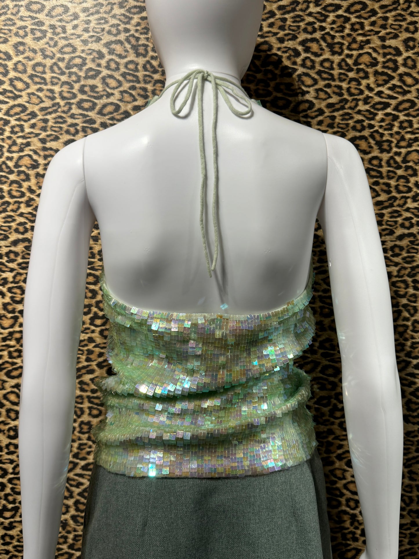 Mint Green Sequin Halter Top