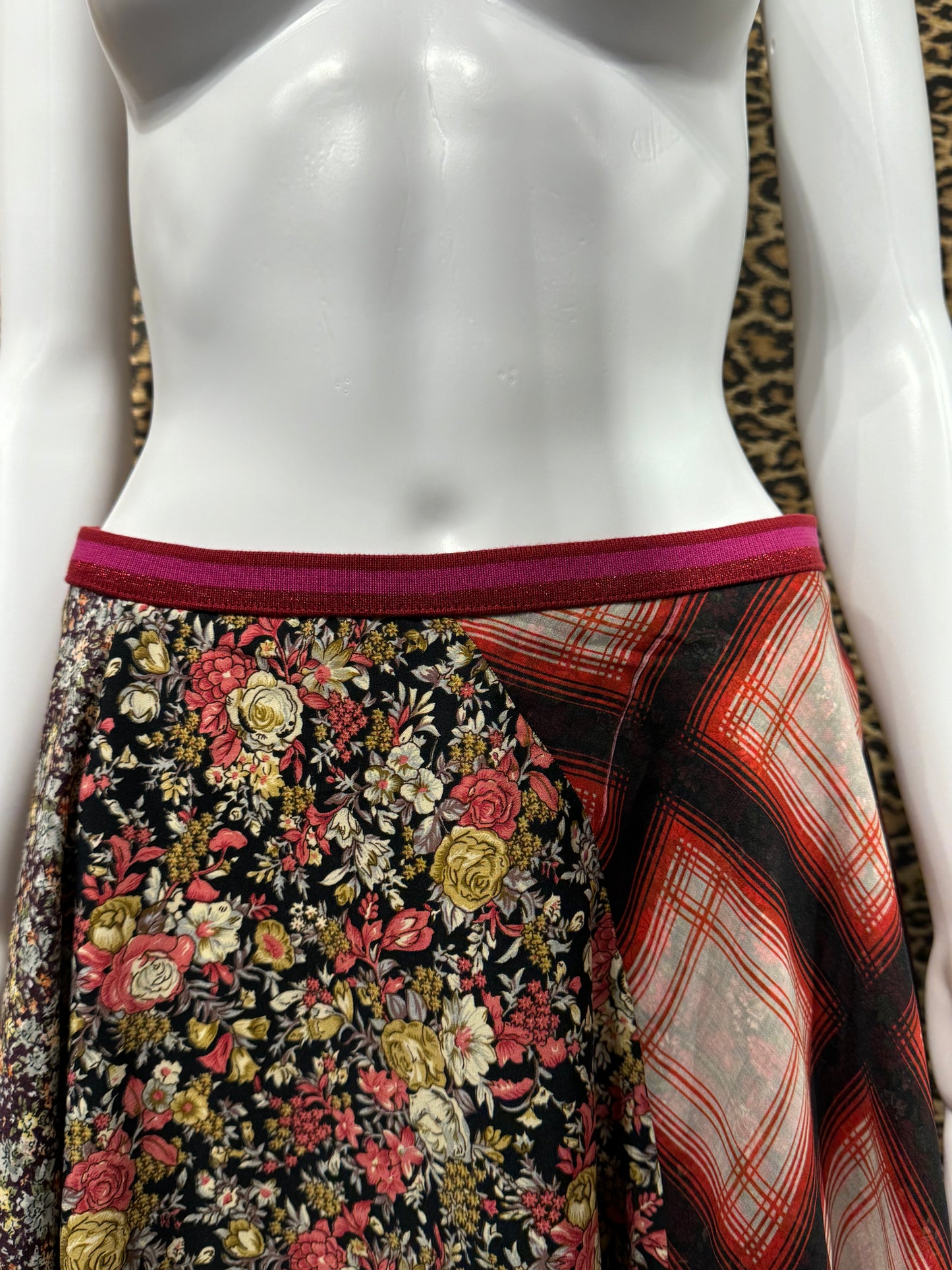 Diesel Red Mixed Pattern Skirt