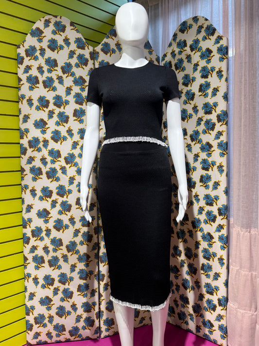 John Galliano 2001 Knit Beaded Skirt Set