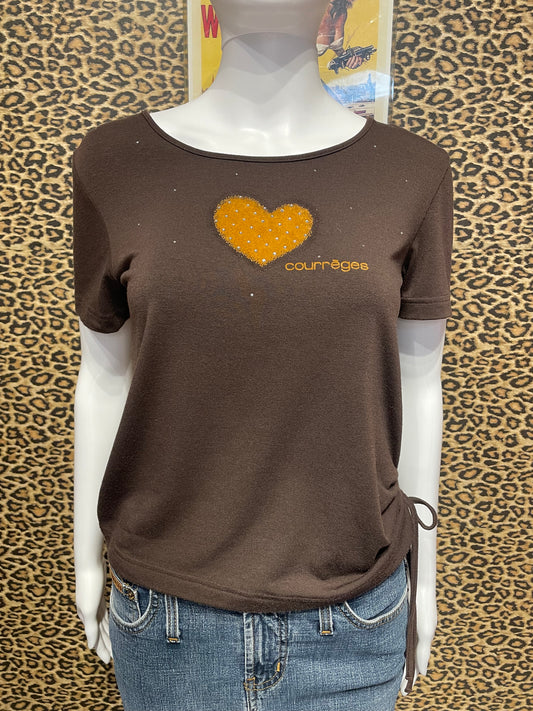 Courrèges Brown Heart T-Shirt