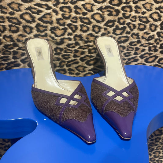 Prada Purple and Brown Mules 37.5