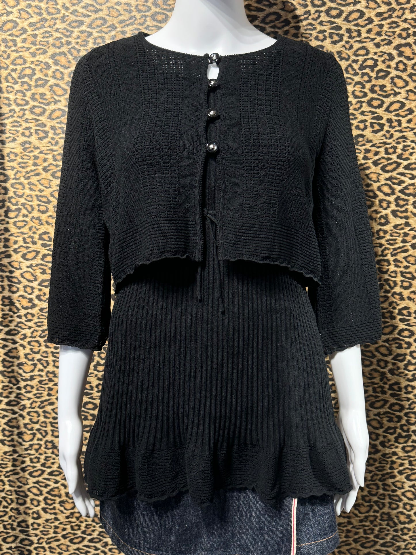 Courrèges Black Tunic and Cardigan Set