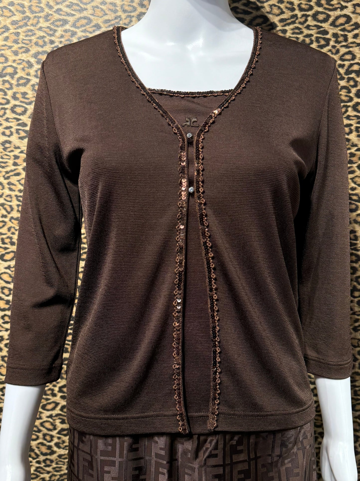 Courrèges Brown Cardigan Set