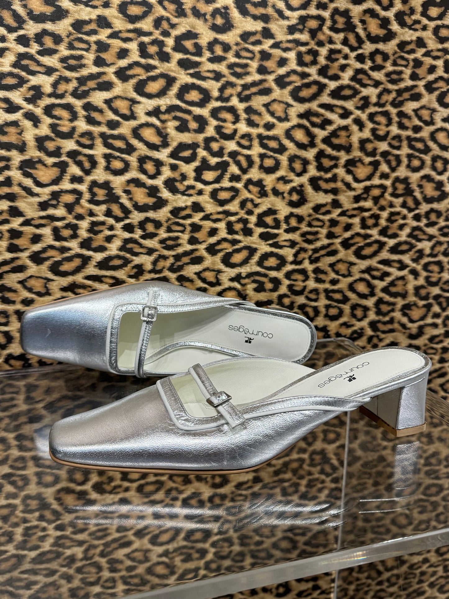 Courrèges Silver Metallic Mules 36