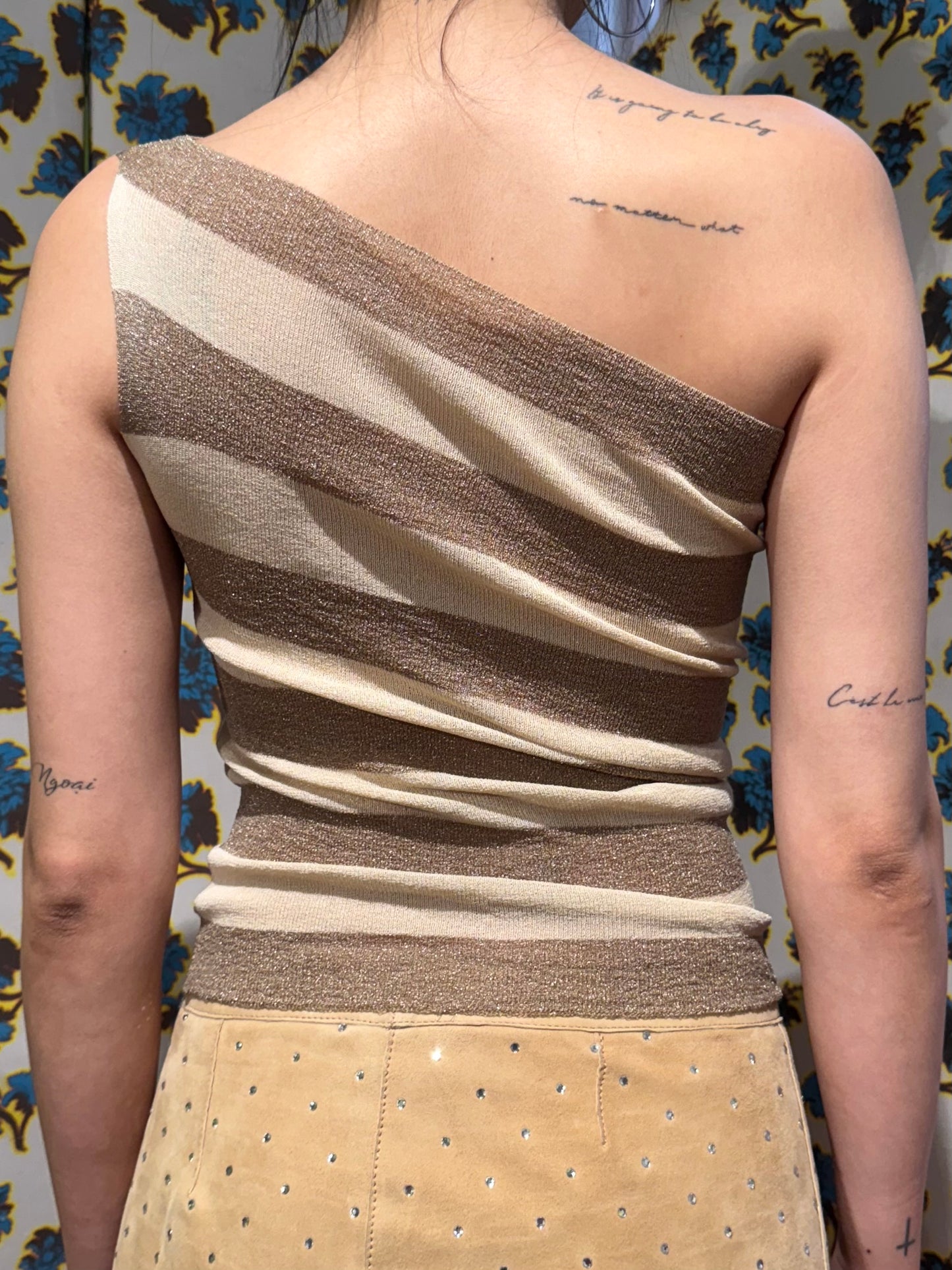 Dolce & Gabbana S/S 2000 Striped One Shoulder Tank