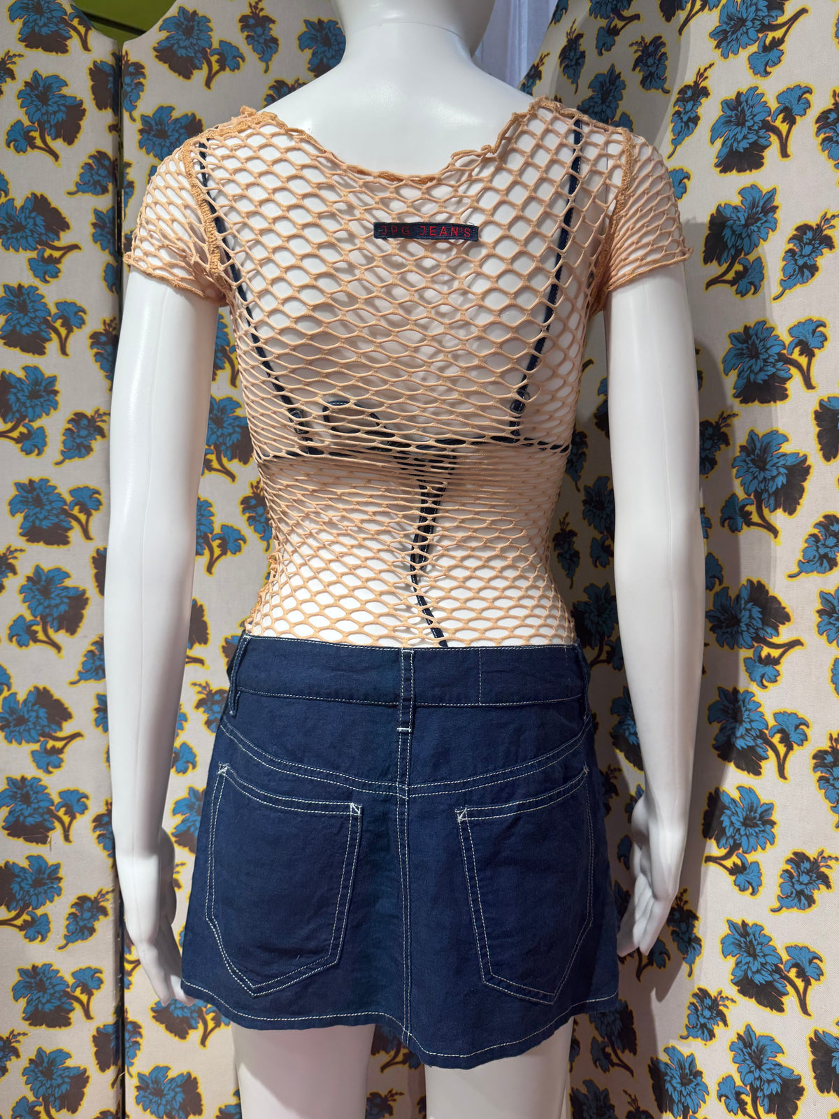JPG Jeans Nude Fishnet and Denim Dress