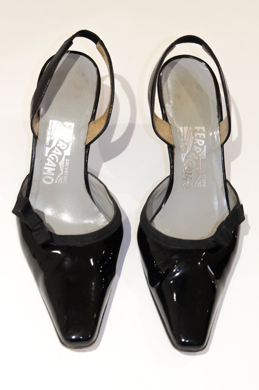 Ferragamo Patent Leather Slingbacks