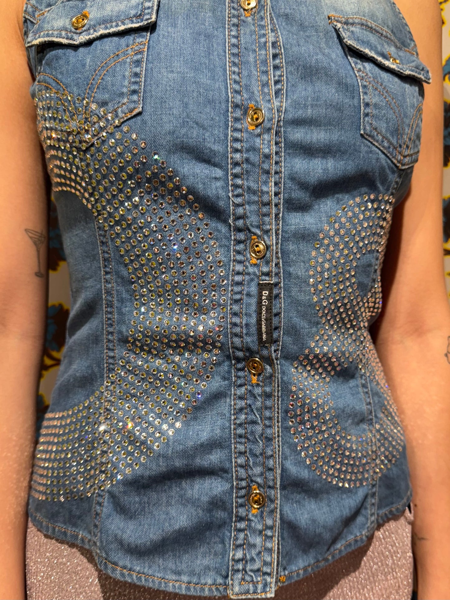 D&G Denim Swarovski Button Down