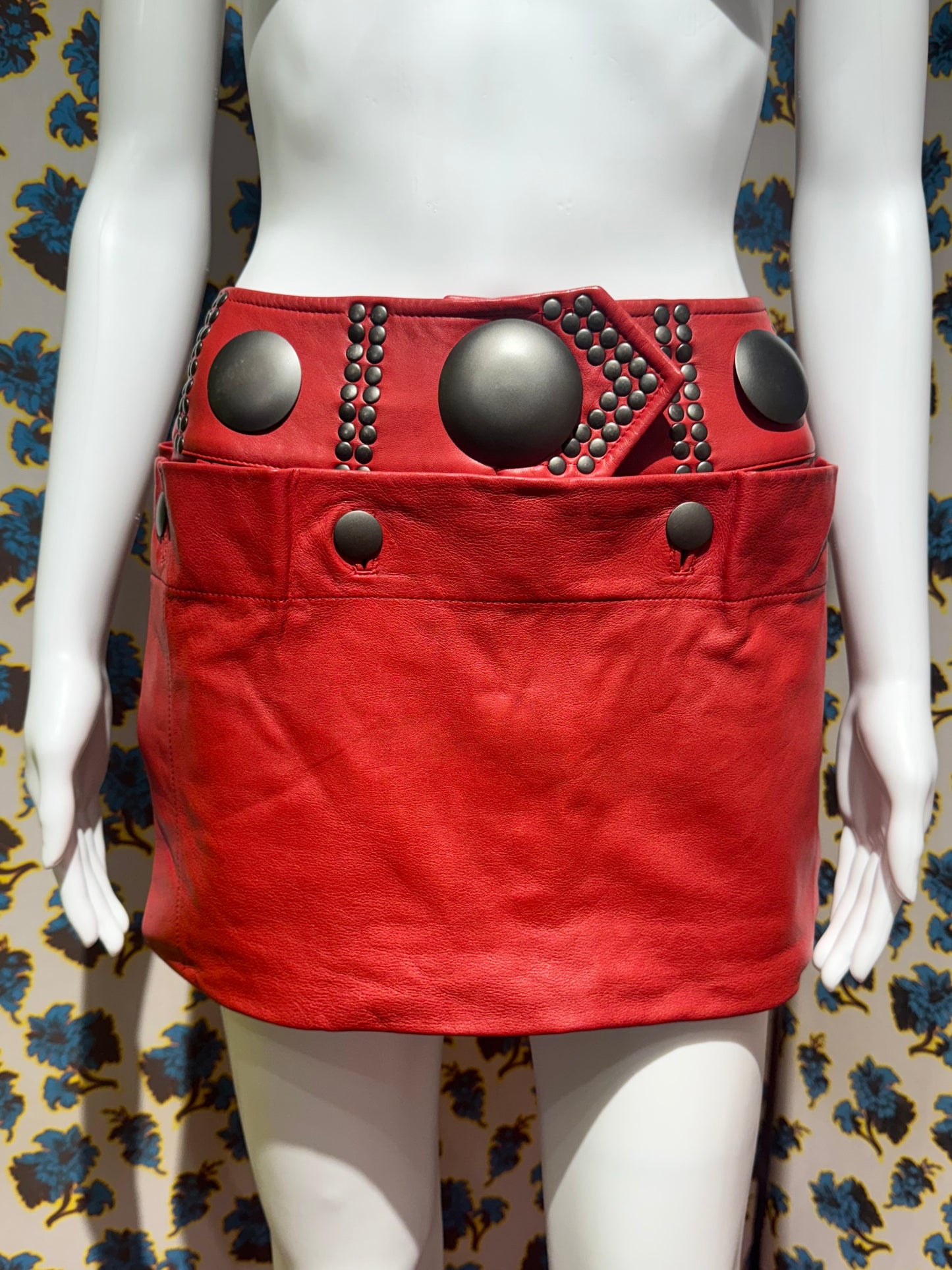 Issey Miyake 1986 Red Leather Skirt