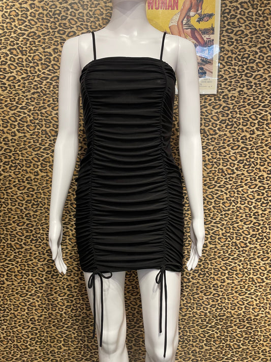 Y2K Black Ruched Mini Dress