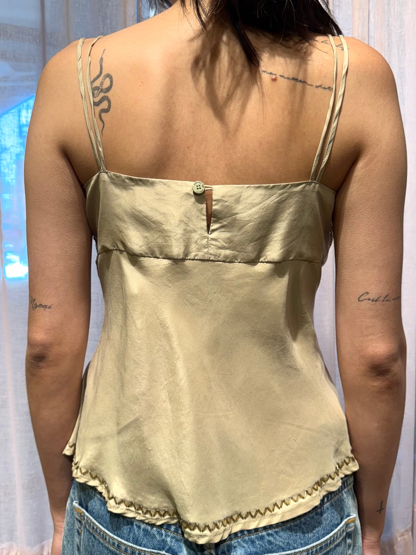 Emporio Armani Gold Silk and Chainmail Cami
