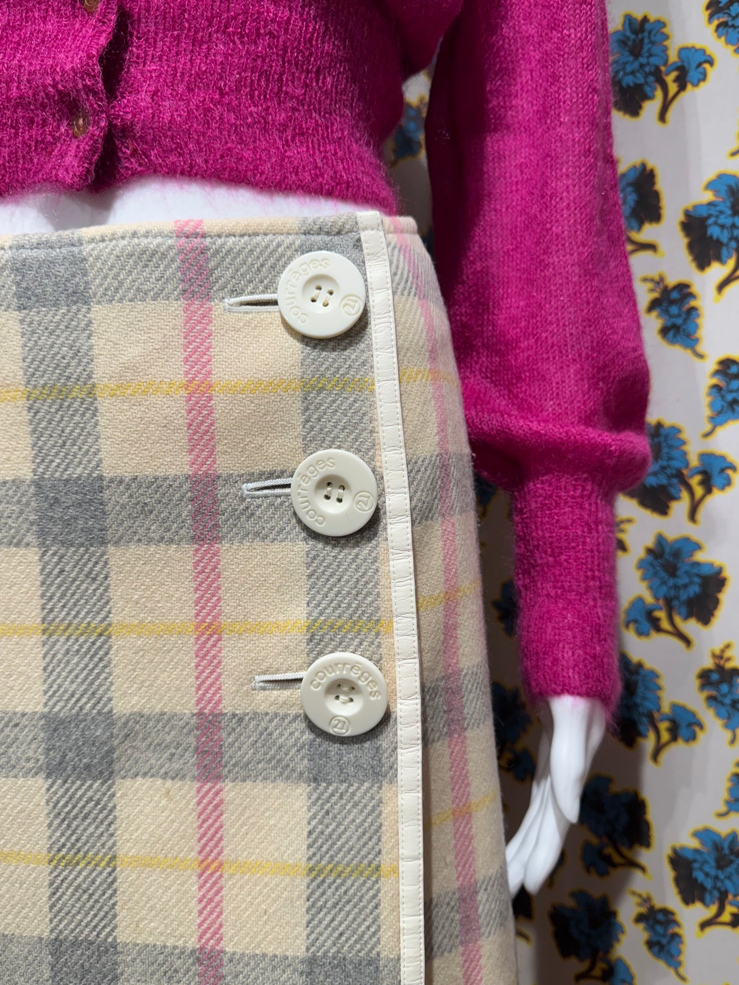 Courréges Wool Plaid Skirt