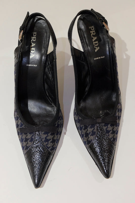 Prada Houndstooth Slingback Pumps