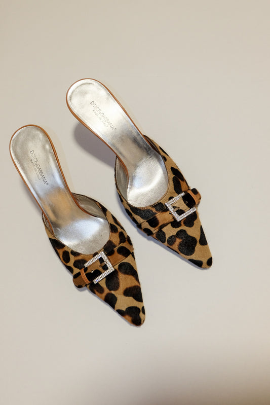 Dolce & Gabbana Cheetah Ponyhair Mules