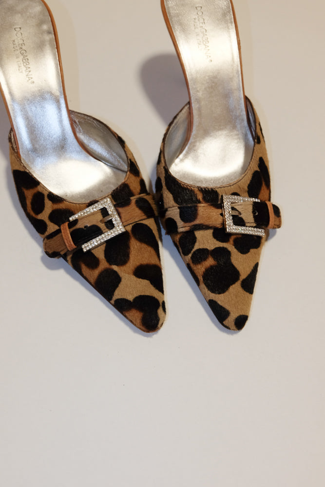 Dolce & Gabbana Cheetah Ponyhair Mules