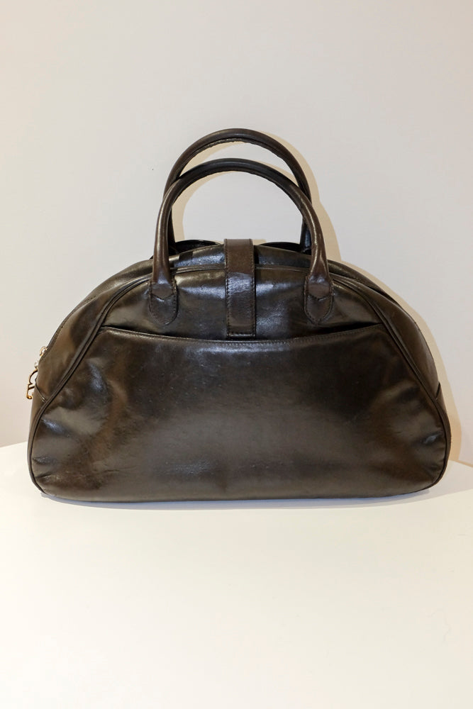 Christian Dior Ostrich Leather Double Saddle Bowler Bag