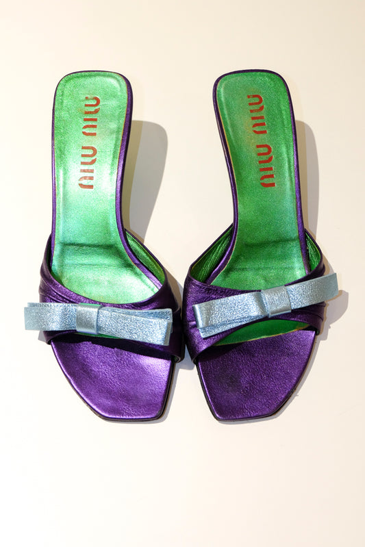 Miu Miu Metallic Mules