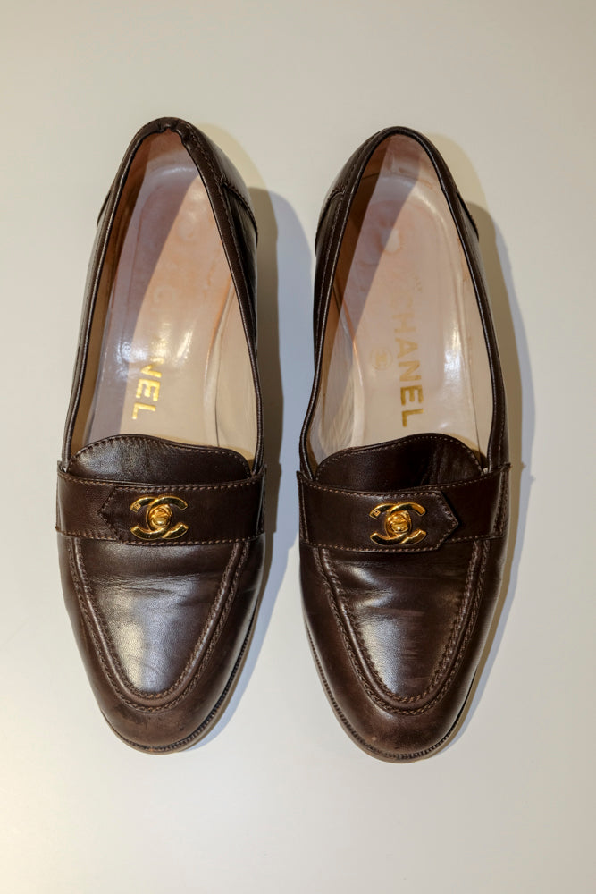 Chanel Turn Lock Loafers