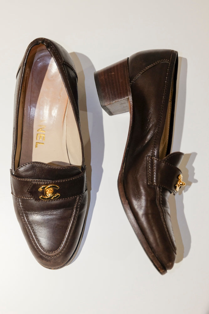 Chanel Turn Lock Loafers