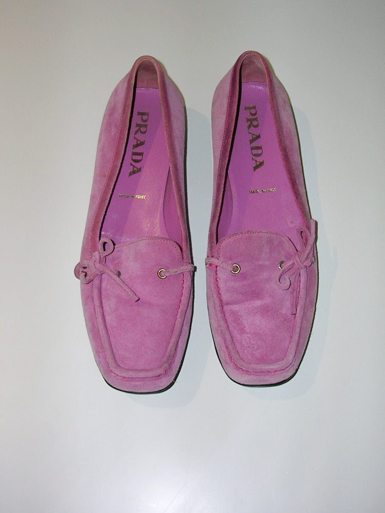 Prada Pink Suede Loafers