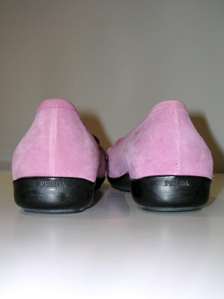 Prada Pink Suede Loafers