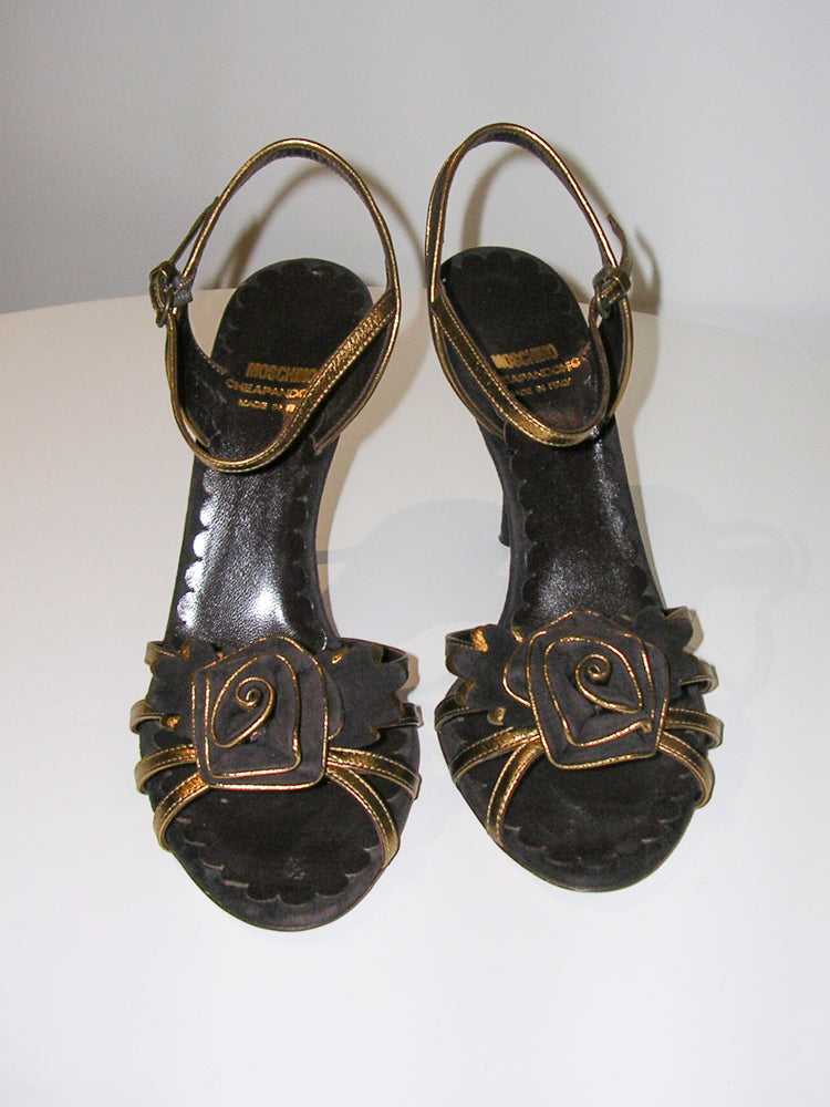 Moschino Cheap & Chic Brown Flower Heels