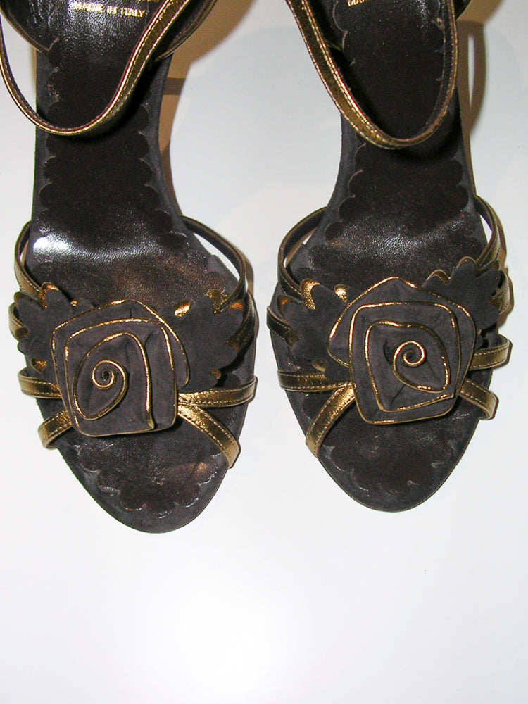 Moschino Cheap & Chic Brown Flower Heels